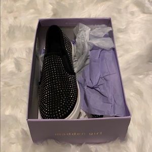 Madden Black Bedazzled Slides